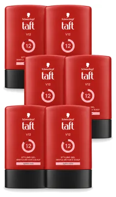Image de 6 gels de coiffage Taft V12 – Fixation extrêmement forte – 300 ml – Pack avantageux – 6 pièces