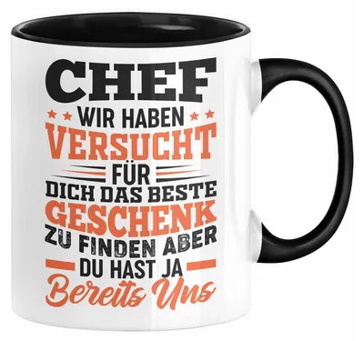 Produktbild von Chef Geschenk Tasse Wir Haben Versucht Das Beste Geschenk Für Dich Zu Finden Bester Chef Geschenkidee Lustig (Schwarz)