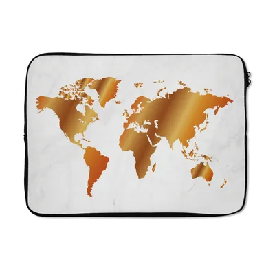 Produktbild von MuchoWow® Laptop Hülle 14 ZollWeltkarte - Marmor - Gold Laptoptasche - Laptoptasche - Stoßsicher - Schutzhaube