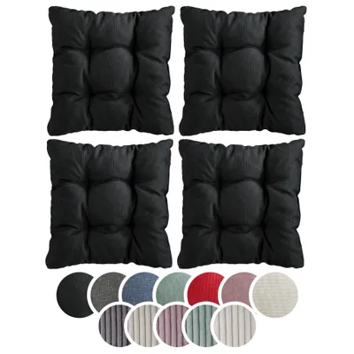 Produktbild von sleepling – 4er Set Stuhlkissen, Sitzkissen, weicher Möbelstoff, 38 x 38 cm, 7 cm, schwarz