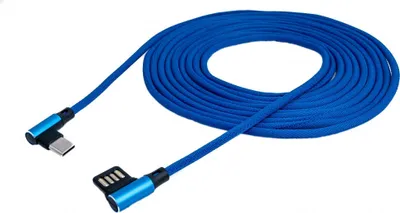 Produktbild von SYSTEM-S USB 3.1 Kabel 3 m Typ C Stecker zu 2.0 A Stecker Winkel  Kabel geflochten Blau