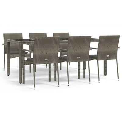 Produktbild von 7-tlg. Garten-Essgruppe mit Kissen Grau Poly Rattan
