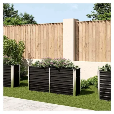 Produktbild von Hochbeet aus Metall für Garten, wetterfest, Kräuter- und Gemüsebeet, Anthrazit, 160 x 40 x 77 cm