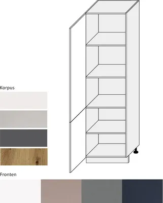 Produktbild von Kühlschrankumbauschrank BO-D14/DL/60/207 2-türig 60cm Farbe lava - weiß (biały mat)