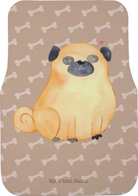 Produktbild von Mr. & Mrs. Panda Fußmatte Auto Mops - Hundeglück - Geschenk, Hundeliebe, Liebe, Auto-Fußmatte, Hund, Teppich, Sprüche, Knuffig, Autoteppich, Automatte