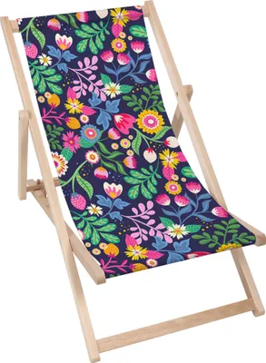 Immagine prodotto di Lettino Dreamroots pieghevole in legno, legno di faggio fino a 130 kg, lettino pieghevole con regolazione dell'inclinazione dello schienale in 3 fasi, Exotic Floral