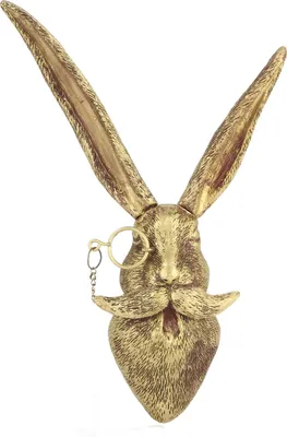 A decorative sculpture of a rabbit's head.