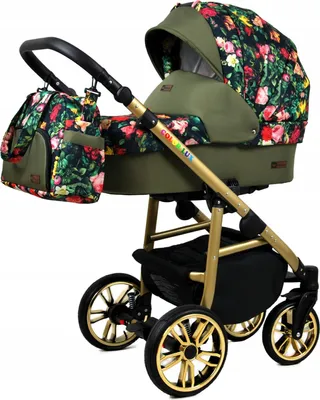Produktbild von BabyLux® Color Lux | 3in1 Kinderwagen Set | Roses With Tulips | Kombikinderwagen | Kinderwagense