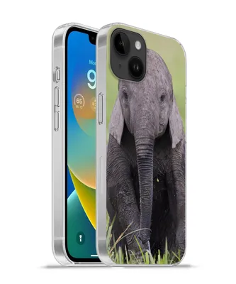 Produktbild von MuchoWow® Handyhülle Schutzhülle Hülle für Apple iPhone 14 Plus - Soft case Elefant - Baby - Tiere - Gras - Natur Silikon Softcase Handy Hülle - Abbildung