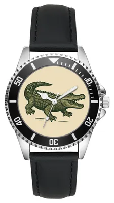 Produktbild von KIESENBERG Herrenuhr Armbanduhr Krokodil Geschenk Fan Artikel Analog Quartz Lederarmband Uhr L-2025017
