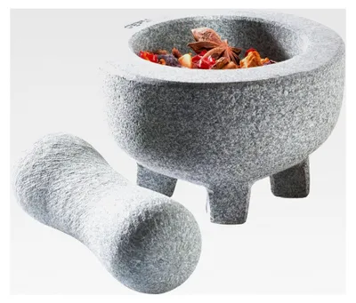 Produktbild von Granitmörser Ø 10 cm – Kompakter Natursteinmörser mit Stößel für Gewürze, Kräuter und Pasten