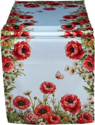 Produktbild von Tischdecke Tischläufer Druck Mohnblumen Frühling 40 x 140 cm