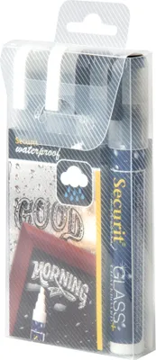 Image de Marqueur craie Securit WATERPROOF MEDIUM étui de 4 pièces assorties