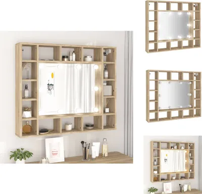 Obrázok produktu pre vidaXL Zrkadlová skrinka s LED Sonoma dub 91x15x76,5 cm - Kúpeľňové skrinky