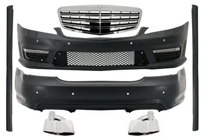 Image de Kit pour Mercedes S W221 LWB 2005-2011 grilles de bas de caisse conseils d'échappement.