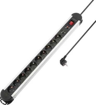 Produktbild von Sygonix SY-4755860 Überspannungsschutz-Steckdosenleiste Silber, Schwarz Schutzkontakt 1 St.