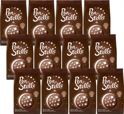 Produktbild von MULINO BIANCO Pan di stella - Italienische Schokoladenkekse mit gefrorenen Sternen 350g x 12 pakete (Pan di stella, x12)