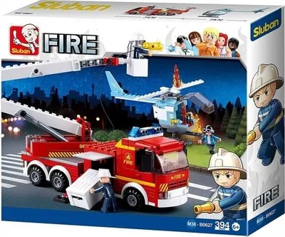 Produktbild von SLUBAN FIRE BLOCKS Feuerwehrauto und brennender Hubschrauber 394 - B0627