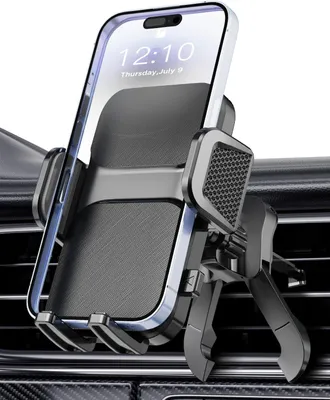 Image de Support de téléphone pour voiture à 360°, pour grille d'aération, compatible avec les smartphones de 4 à 7 pouces, avec crochet en acier