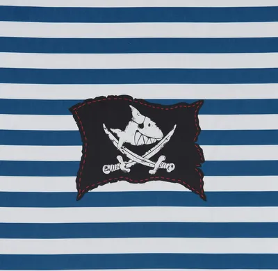 Produktbild von Dekostoff Meterware Capt´n Sharky Piraten blau weiß 140cm