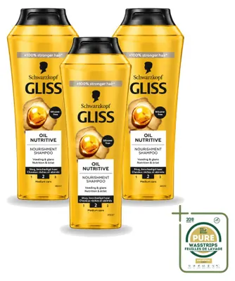 Productafbeelding van 3 x Schwarzkopf Gliss Oil Nutritieve Shampoo voor droog haar - 250 ml - Voordeelverpakking - 3 stuks