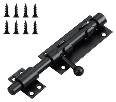 Productafbeelding van Schuifgrendel, penvergrendeling, 160 mm, zwart, roestvrij staal 304, met gat voor hangslot, geschikt voor poort, hek, raam