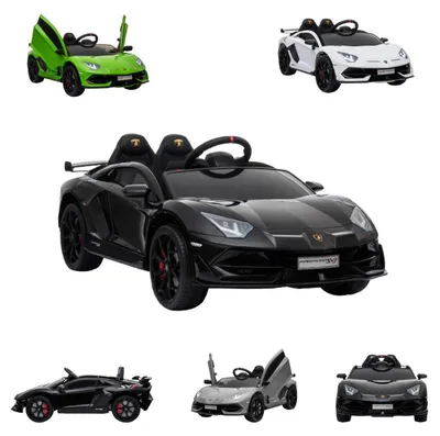Produktbild von ES-Toys Kinder Elektroauto Lamborghini Aventador SVJ, Kunstledersitz, EVA-Reifen schwarz