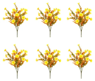 Produktbild von 6 künstliche Herbstblumen, UV-beständige Kunstpflanzen, realistische Kunstblumensträuße für die Außendekoration, ideal für Thanksgiving, Veranda, Fensterkasten oder Pflanzkübel