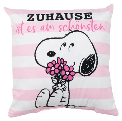 Snoopy Plüsch-Sofakissen 40x40 cm, rosa, Dekokissen