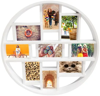 Immagine prodotto di Henzo galleria fotografica Discus cornice in plastica 9 foto 10x15 cm bianca 56x56 cm