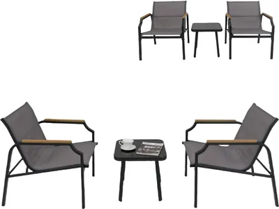 Immagine prodotto di KOMFOTTEU Set da giardino 3 pezzi, set da balcone con robusta struttura in metallo e tessuto traspirante, set da giardino con 2 sedie e tavolo, salottino per terrazza o balcone