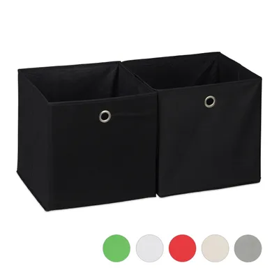 Produktbild von relaxdays 2 x Aufbewahrungsbox Stoff schwarz
