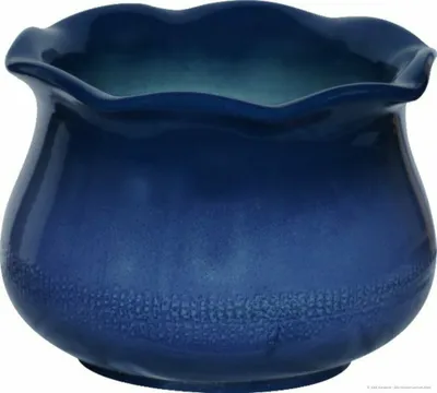 Immagine prodotto di KERAZO fioriera foghorn con bordo ondulato in ceramica 41x30 cm resistente al gelo, stabile, colore: blu-fiammato