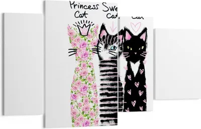 Produktbild von Bild auf Leinwand - Leinwandbild - Katzen Blumen Tiere - 120x70cm - Wand Bild - Wanddeko - Leinwanddruck - Bilder - Kunstdruck - Wanddekoration - Leinwand bilder - Wandkunst - DL120x70-2891