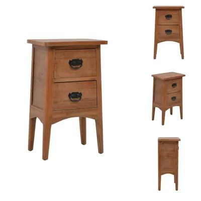 Productafbeelding van vidaXL Nachtkastje, massief grenenhout, 40 x 29 x 68 cm, bruin - Nachtkastjes
