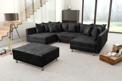 Produktbild von Wohnlandschaft Sofa Couch Ecksofa Eckcouch MF Vintage Anthrazit Minsk XXL