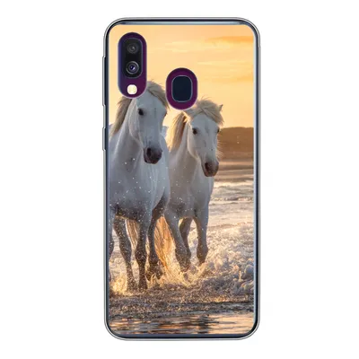 Produktbild von MuchoWow® Handyhülle Schutzhülle Hülle für Samsung Galaxy A40 Pferde - Wasser - Strand - Tiere Silikon Softcase Handy Hülle - Handy-Tasche