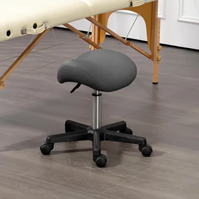 Produktbild von Rollhocker Sattelhocker höhenverstellbar, Sattelstuhl Drehhocker Kunstleder, Grau | 45–59 cm | 360° drehbar | 5 Rollen