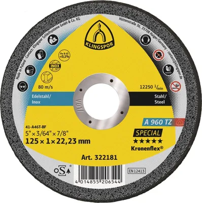Produktbild von Klingspor A 960 TZ Trennscheiben, 125 x 1 x 22,23 mm gerade