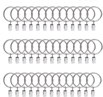 Produktbild von Gardinenringe 40 Stück, Metall Vorhangclips Mit Spannclip, 35 Mm Innendurchmesser Für 33 Mm Gardinenstangen, Silber