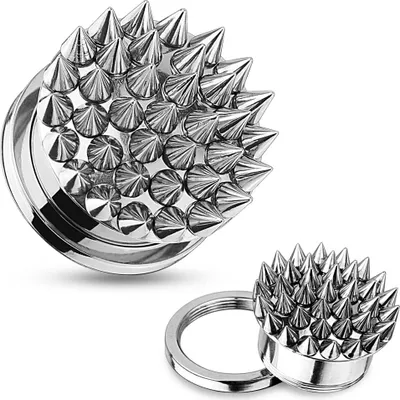 Produktbild von Flesh Tunnel Plug Spikes Spitzen Stachel Edelstahl Ohr Piercing Ohrstecker  12 mm