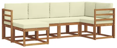 Immagine prodotto di vidaXL Set divani da esterno con cuscini 6 pezzi Naturale e Crema