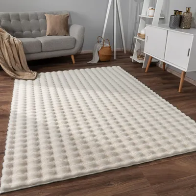 Produktbild von Paco Home Teppich Wohnzimmer Schlafzimmer Hochflor 3D Effekt Modern Rautenmuster Weich 80x150 cm