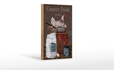 Produktbild von Holzschild Spruch 12x18cm Huhn country Fried Chicken