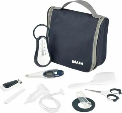 Image de BEABA, Trousse de toilette de voyage, 9 accessoires, bleu nuit