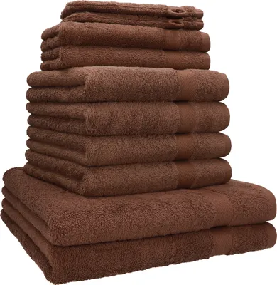 Produktbild von Betz 10-tlg. Handtuch-Set PREMIUM 2 Duschtücher 4 Handtücher 2 Gästetücher 2 Waschhandschuhe  Farbe: nuss