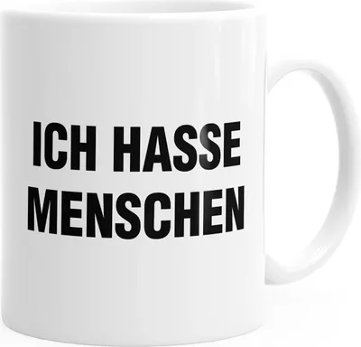 Produktbild von Ich hasse Menschen Spruch Kaffee-Tasse MoonWorks® weiß unisize