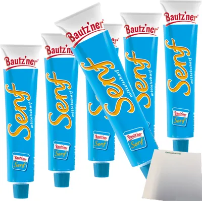 Produktbild von Bautzner Senf mittelscharf 6er Pack (6x200ml Tube) + usy Block
