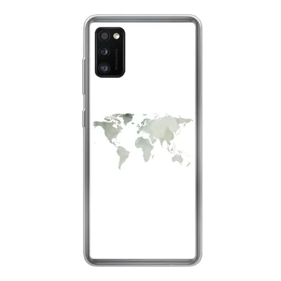 Produktbild von MuchoWow® Handyhülle Schutzhülle Hülle für Samsung Galaxy A41 Weltkarte - Grün - Grau Silikon Softcase Handy Hülle - Mobiltelefon