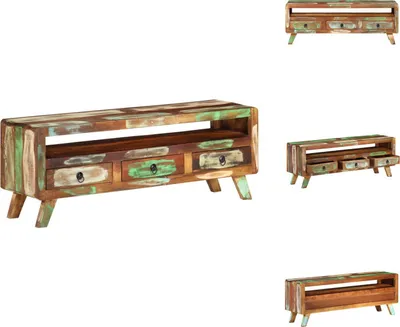 Produktbild von vidaXL TV-Schrank Mehrfarbig 110x30x40 cm Altholz Massiv - TV-Möbel